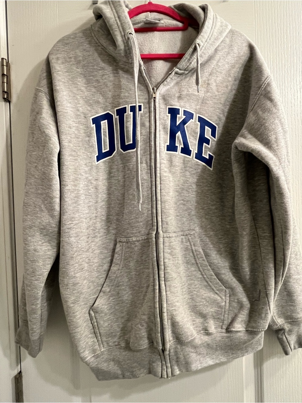 Gray DUKE Zip-Up Hoodie- fits like small/medium